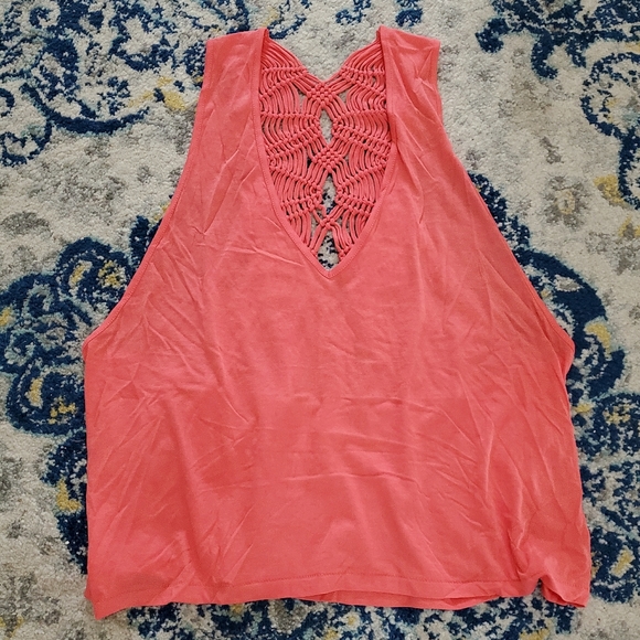 Free People Wider Macrame Knotted Tank Top Peach S - Picture 10 of 13